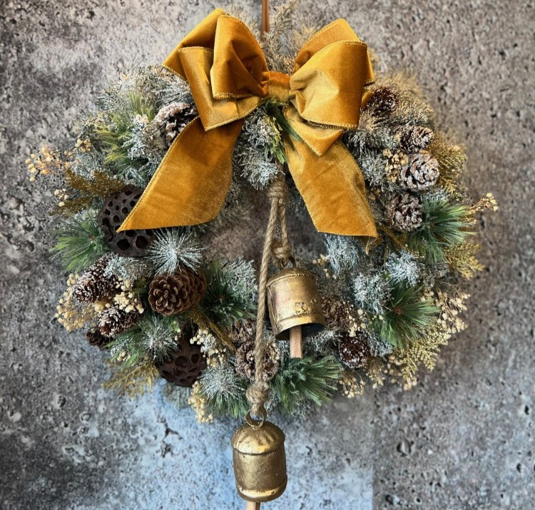 Christmas wreath with preserved flowers