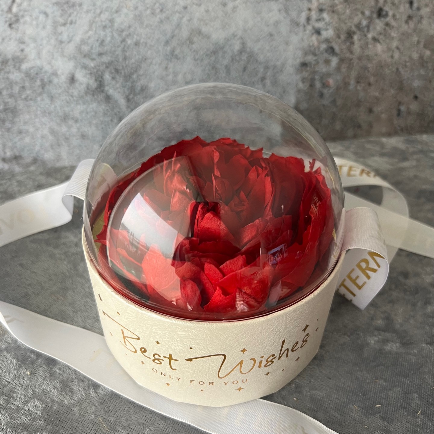 Preserved Red Peony in Acrylic Gift Box