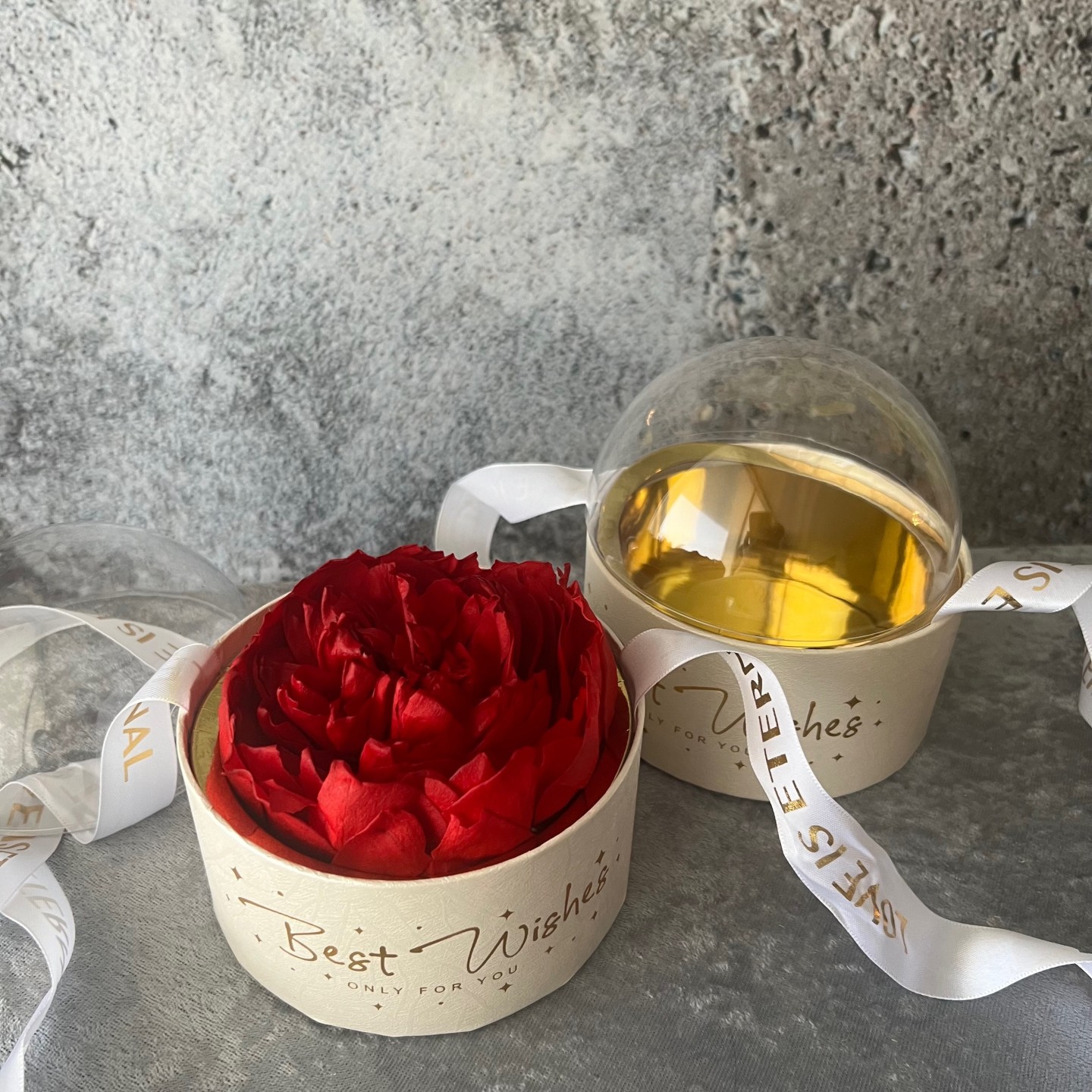 Preserved Red Peony in Acrylic Gift Box