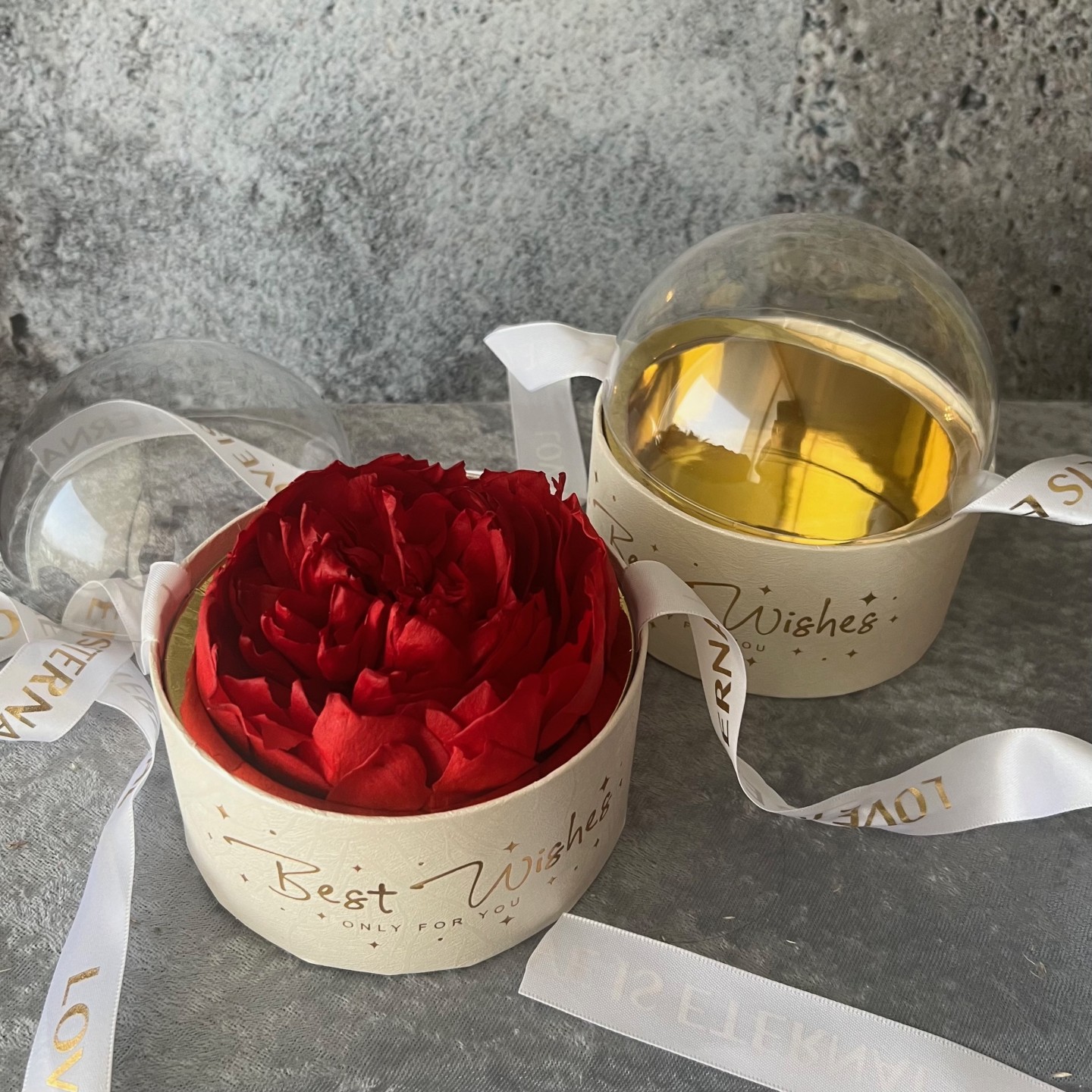 Preserved Red Peony in Acrylic Gift Box