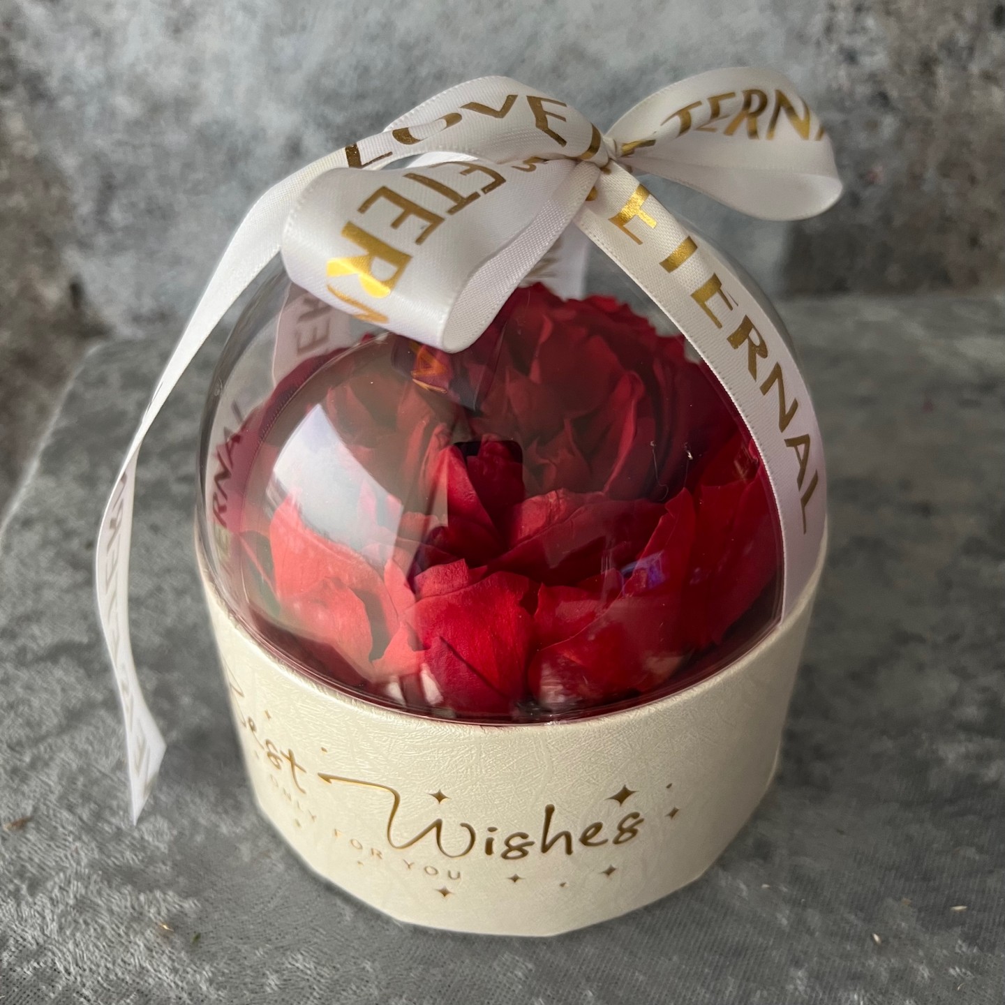 Preserved Red Peony in Acrylic Gift Box