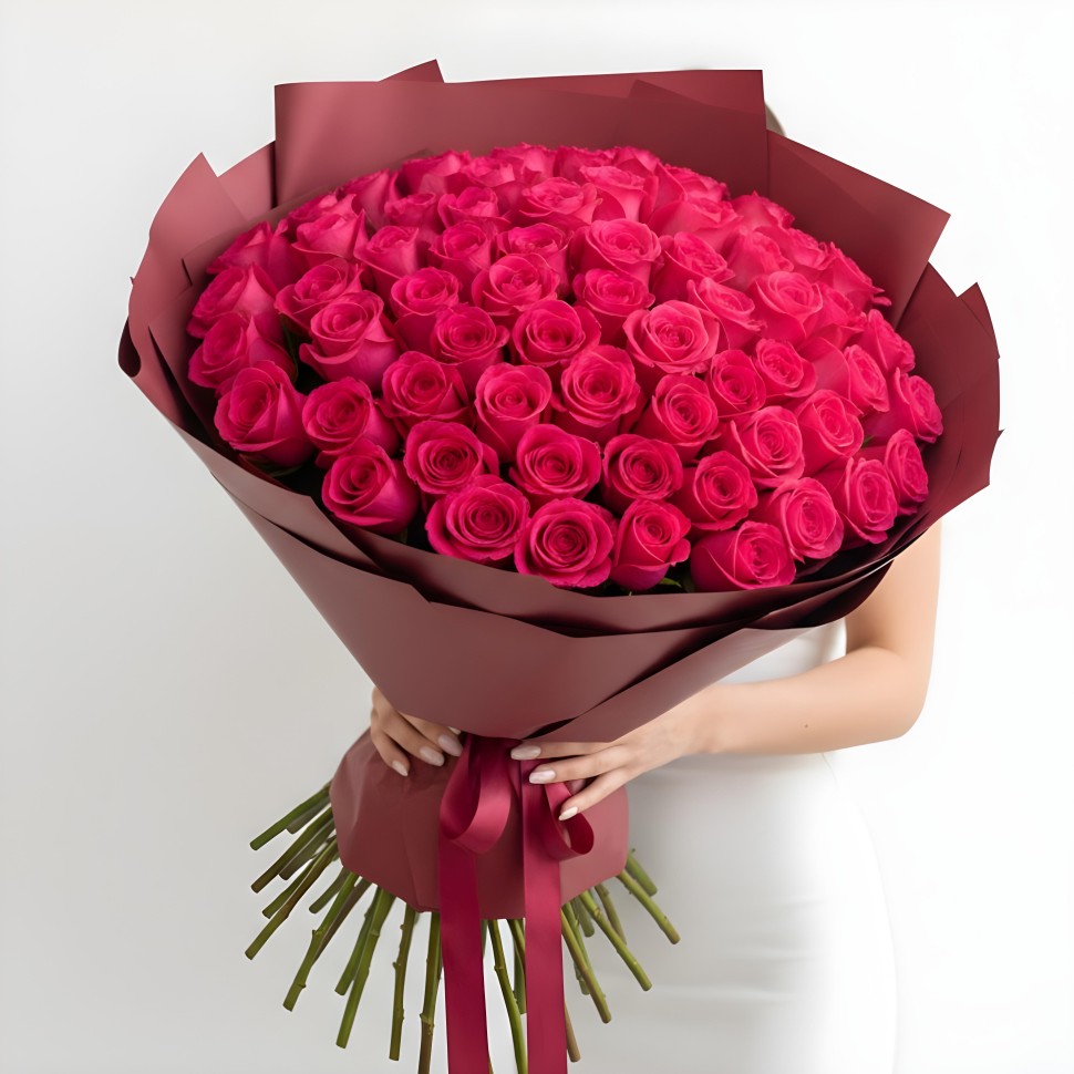 100 Hot Pink Roses Bouquet