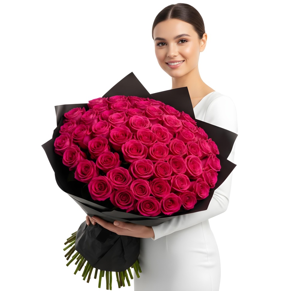 100 Hot Pink Roses Hand-Tied Bouquet
