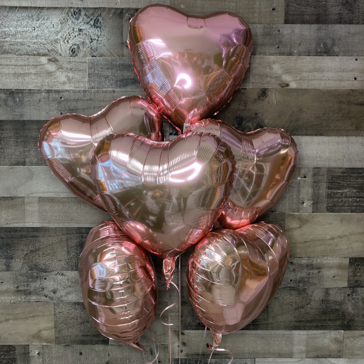 Rose Gold Love Heart Balloon Bouquet Set