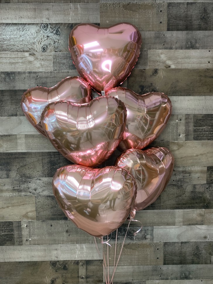 Rose Gold Love Heart Balloon Bouquet Set