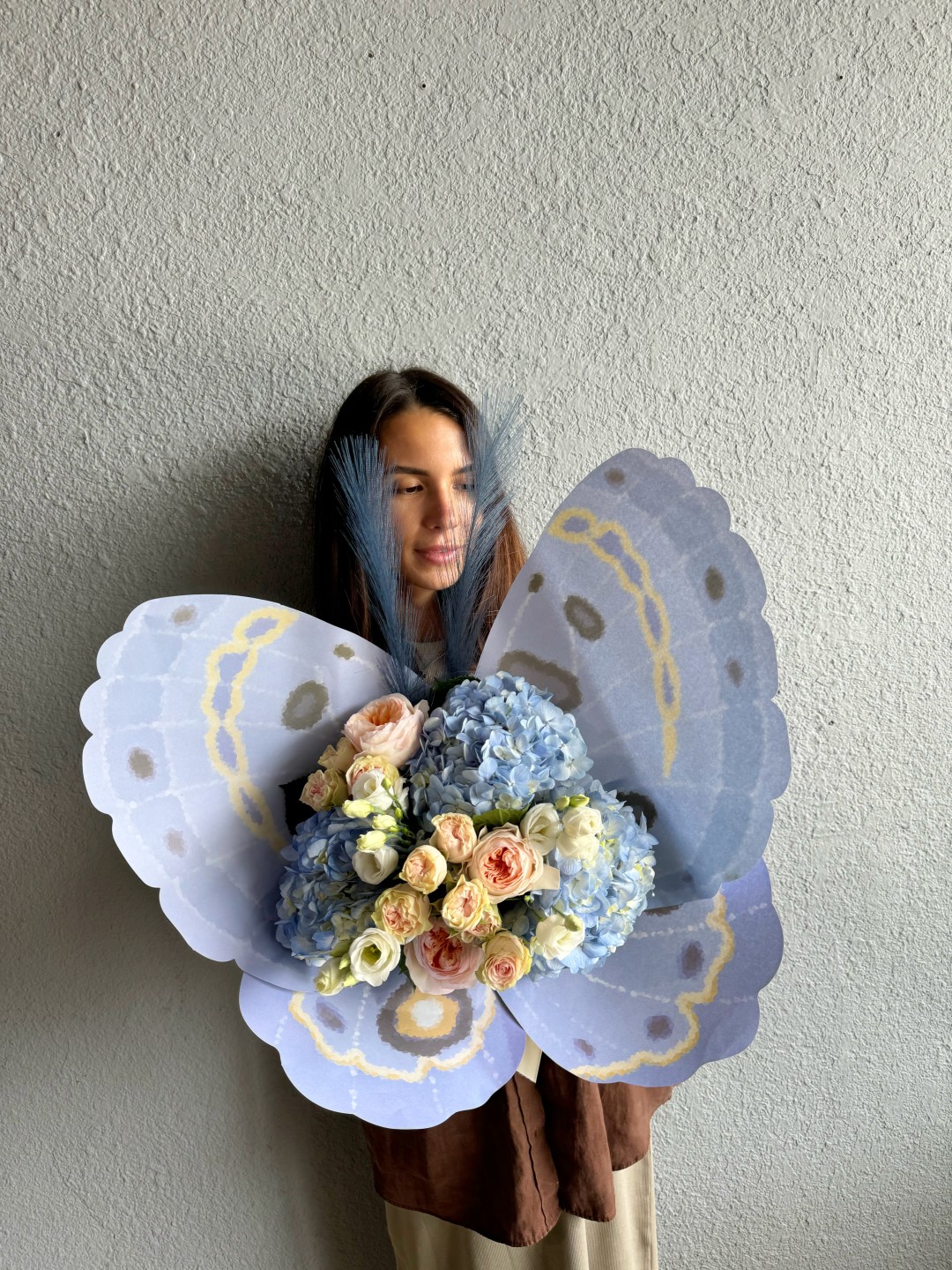 Blue Little Butterfly Hand Tied Flower Bouquet