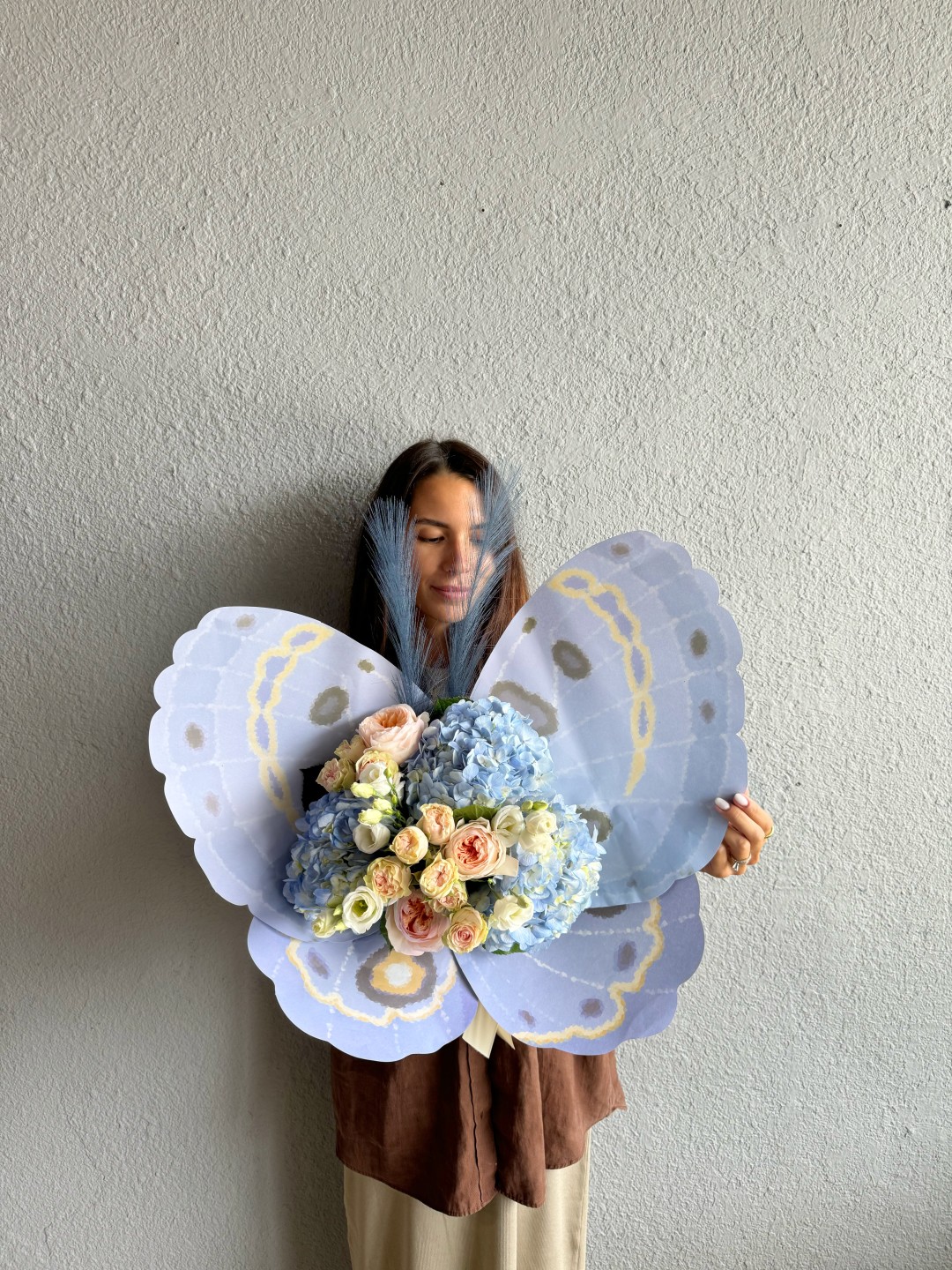 Blue Little Butterfly Hand Tied Flower Bouquet