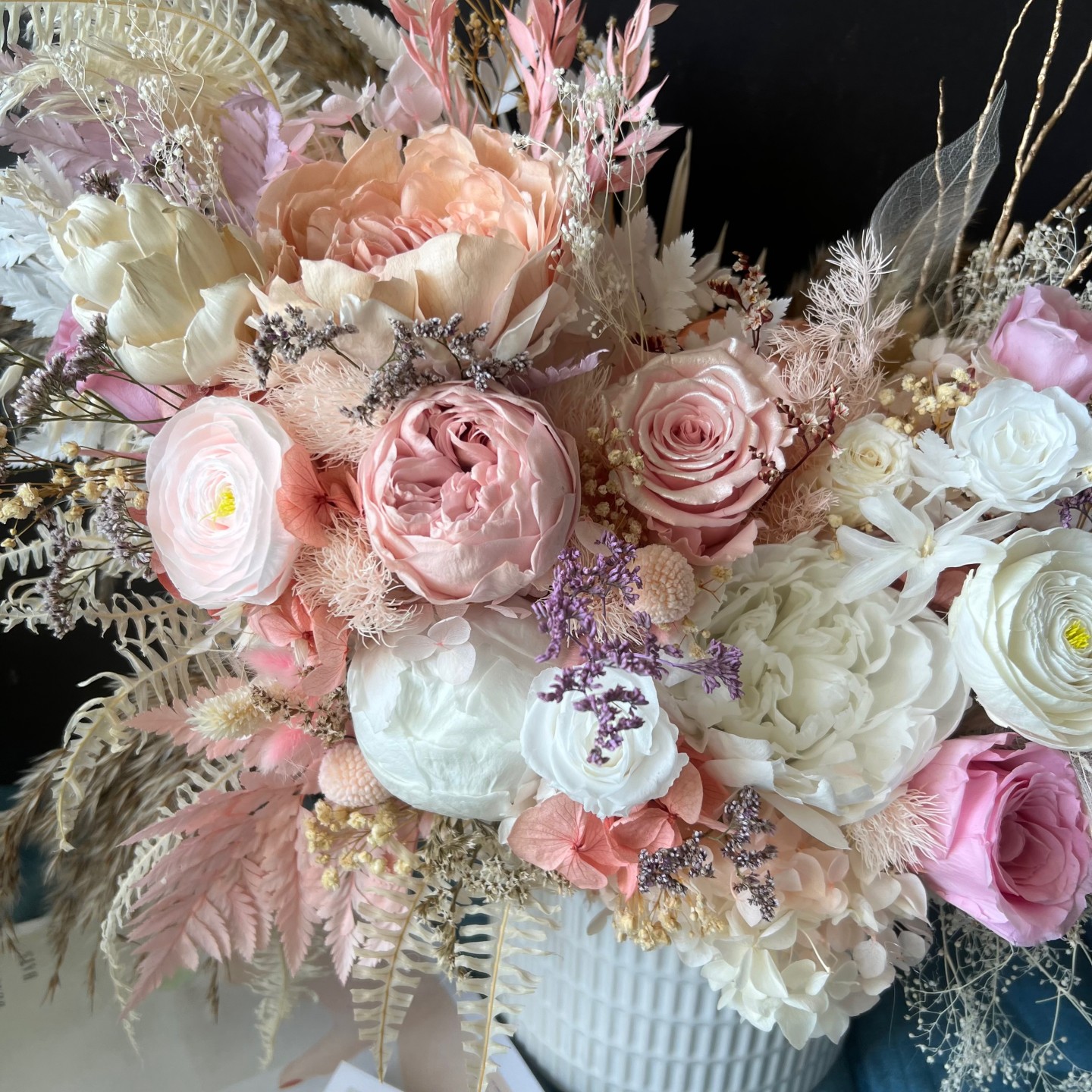 MILA collection Preserved Peonies in modern vase MILA collection Preserved Peonies in modern vase