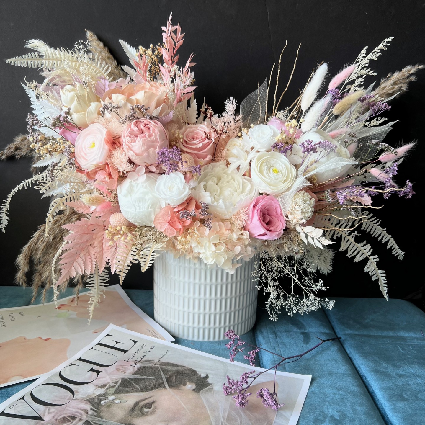 MILA collection Preserved Peonies in modern vase MILA collection Preserved Peonies in modern vase