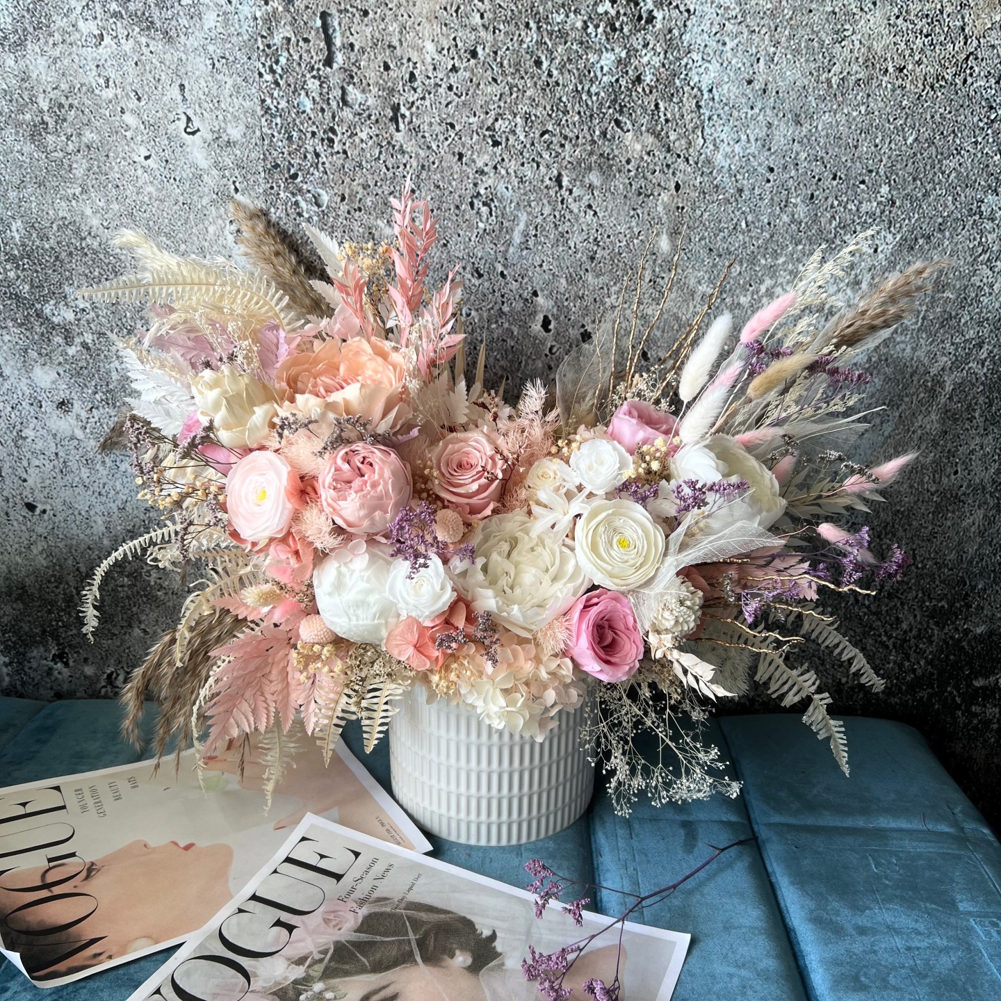 MILA collection Preserved Peonies in modern vase MILA collection Preserved Peonies in modern vase