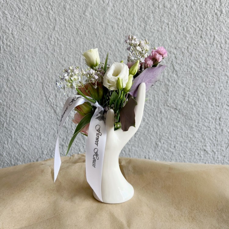 "The Body" Warm Hand Fresh Flowers Vase Arrangement