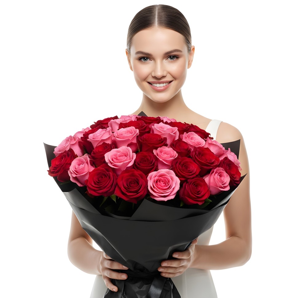 Red & Pink Roses Bouquet (12–48 Stems)