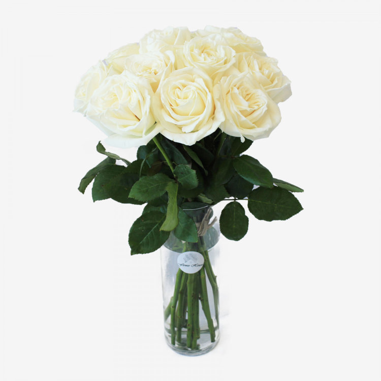 12 White Playa Blanca Rose Bouquet