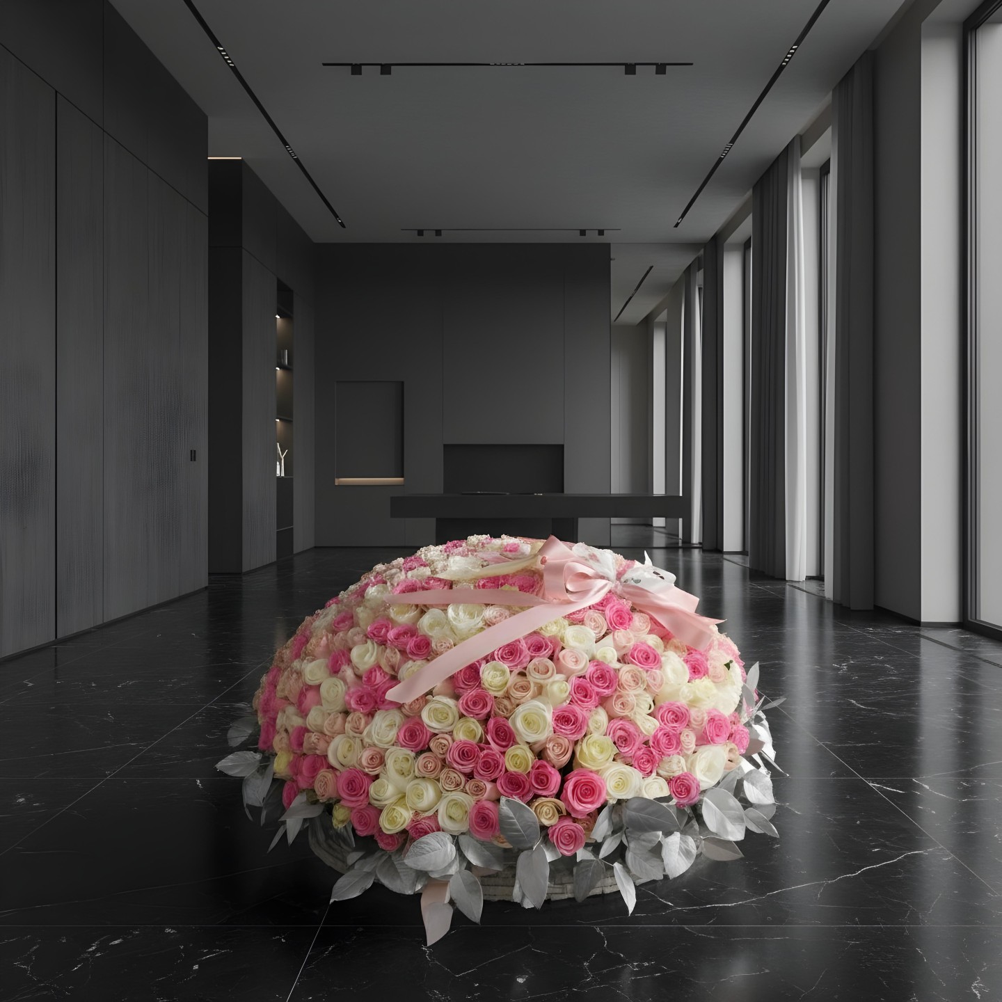 300 Roses Flower Basket