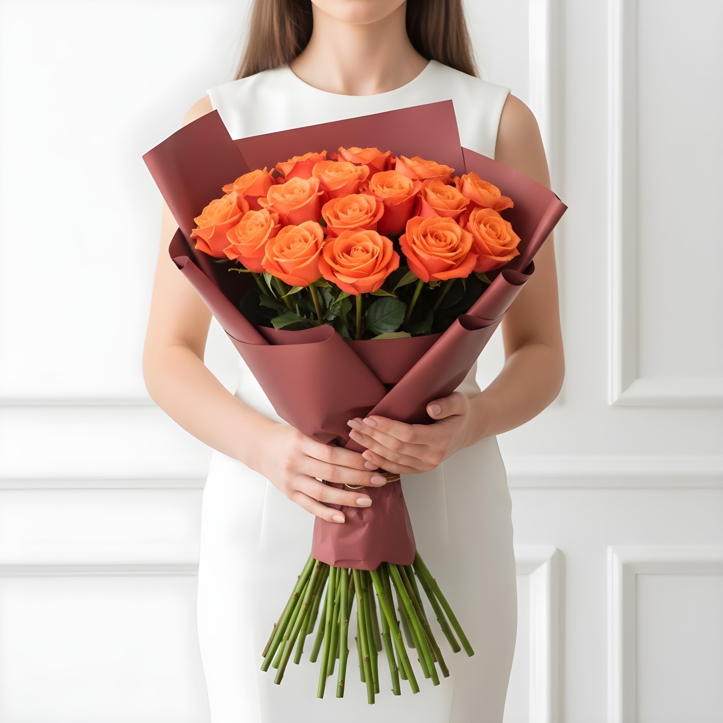 Orange Roses Bouquet (12–48 Stems)