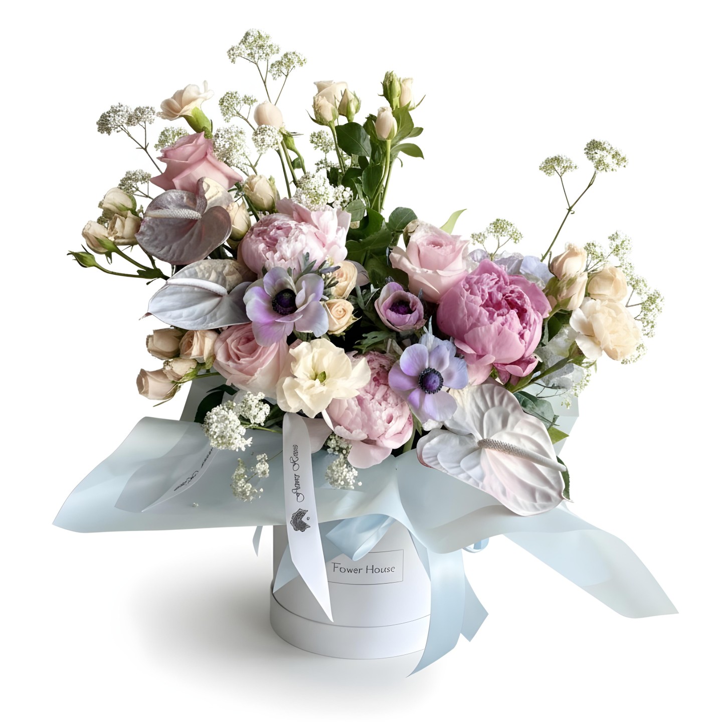 Alora Fresh Flower Box (Roses, Spray Roses, Garden Roses, Peony, Anemone, Gypsophila) Alora Fresh Flower Box (Roses, Spray Roses, Garden Roses, Peony, Anemone, Gypsophila)