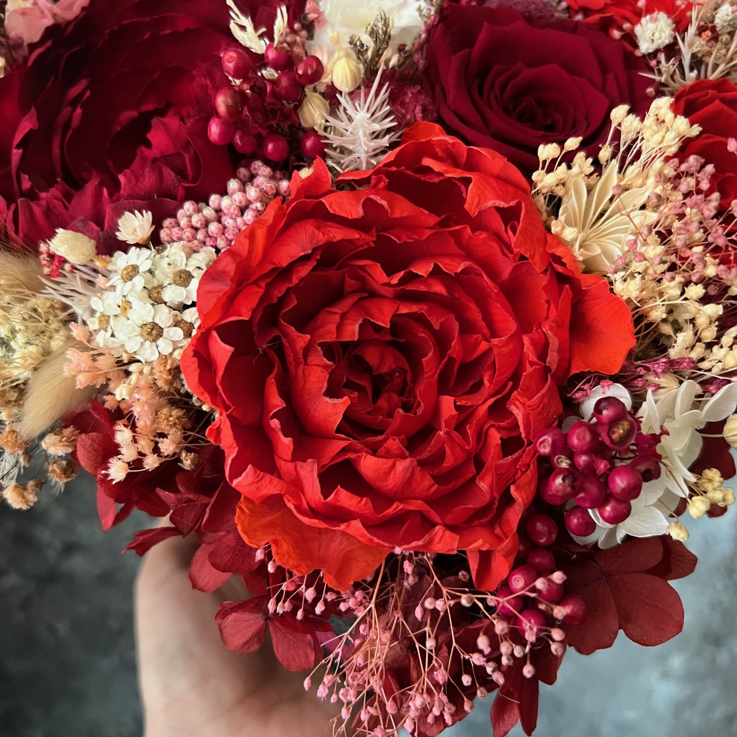 CARMEN collection Preserved Peonies in black heart shaped box