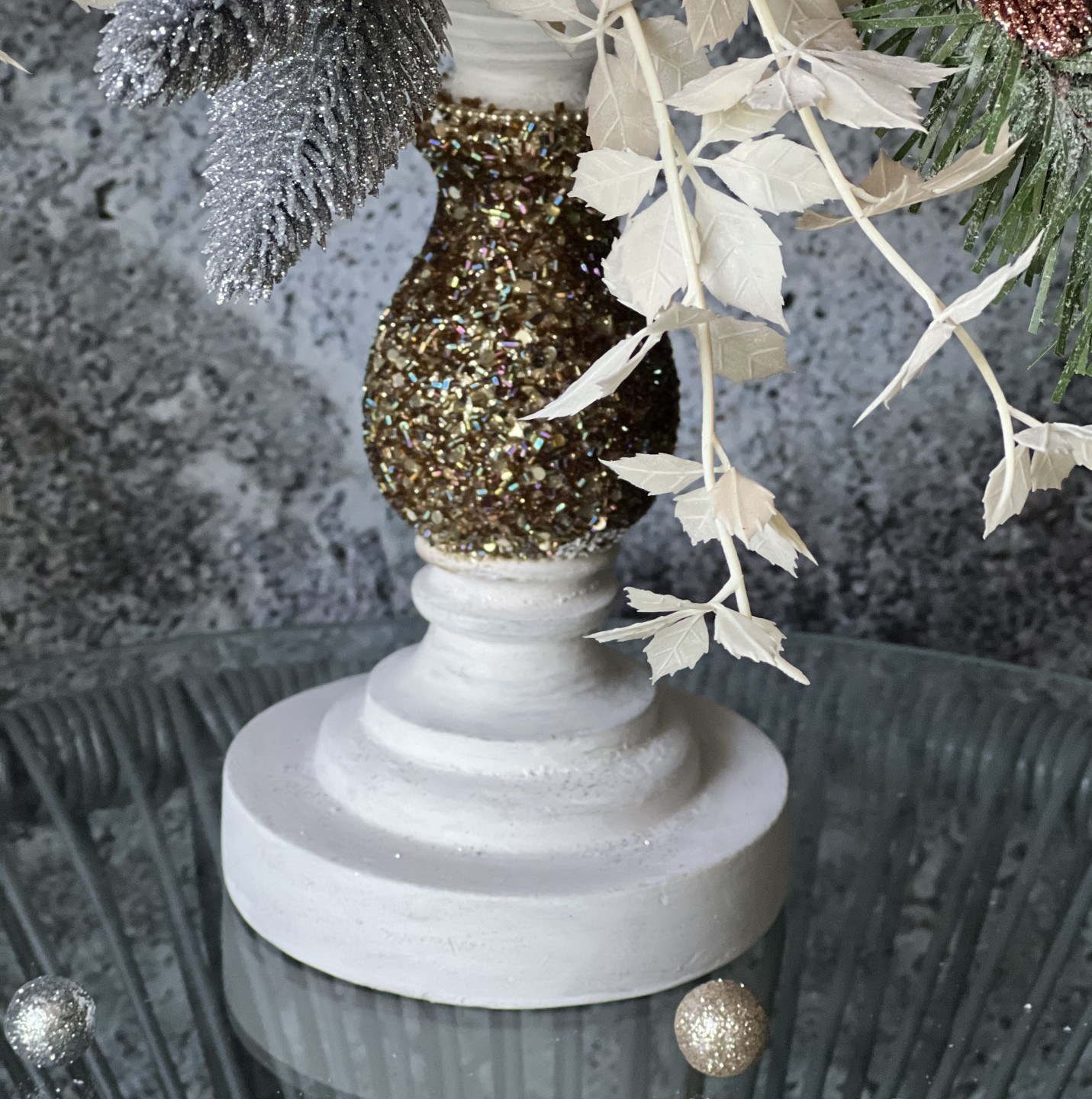 Christmas candlestick with Birch Bark Candle