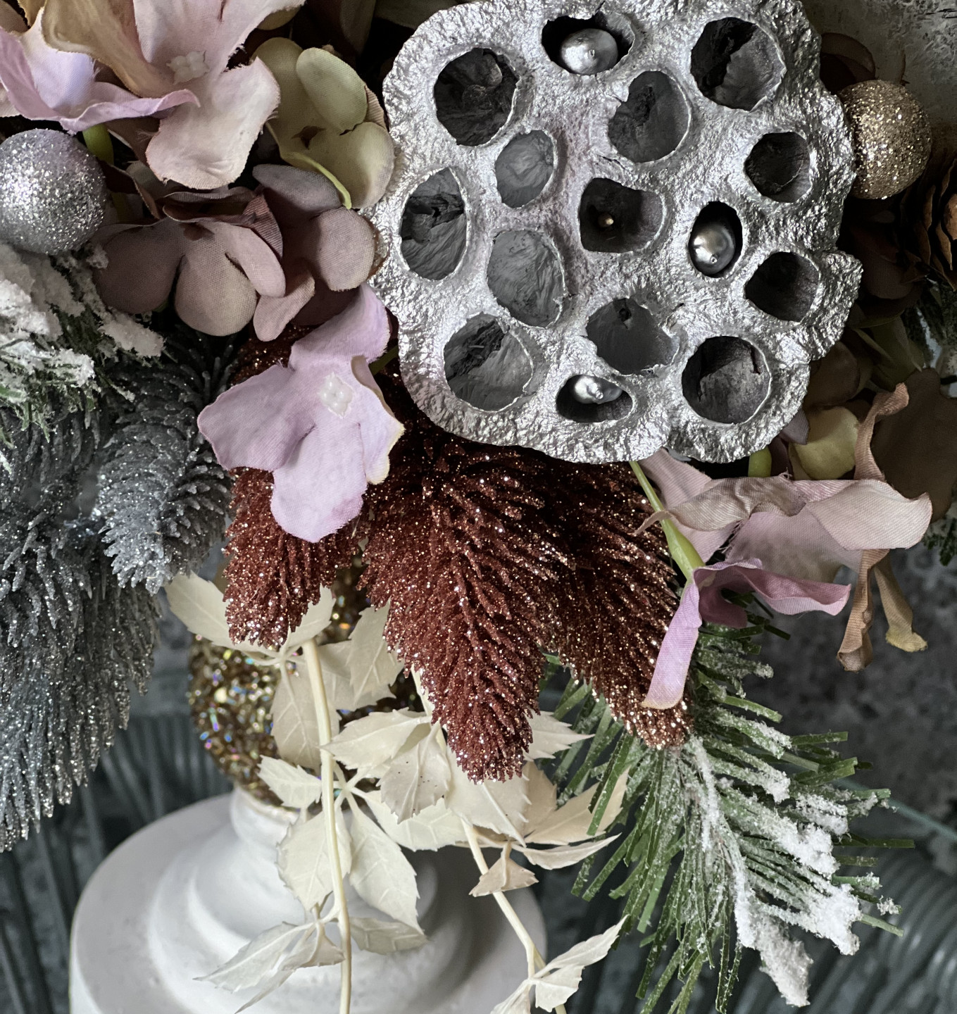 Christmas candlestick with Birch Bark Candle