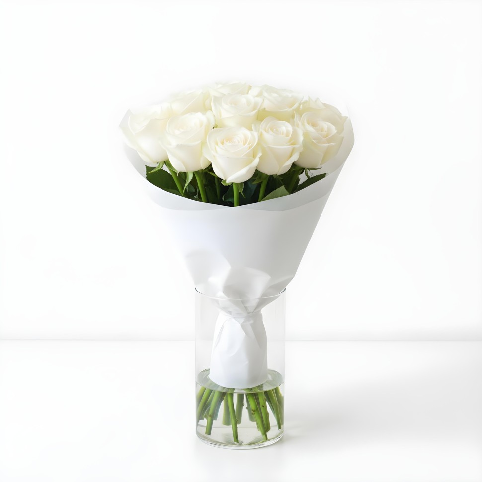 12 White Roses White Roses Bouquet (12–48 Stems)