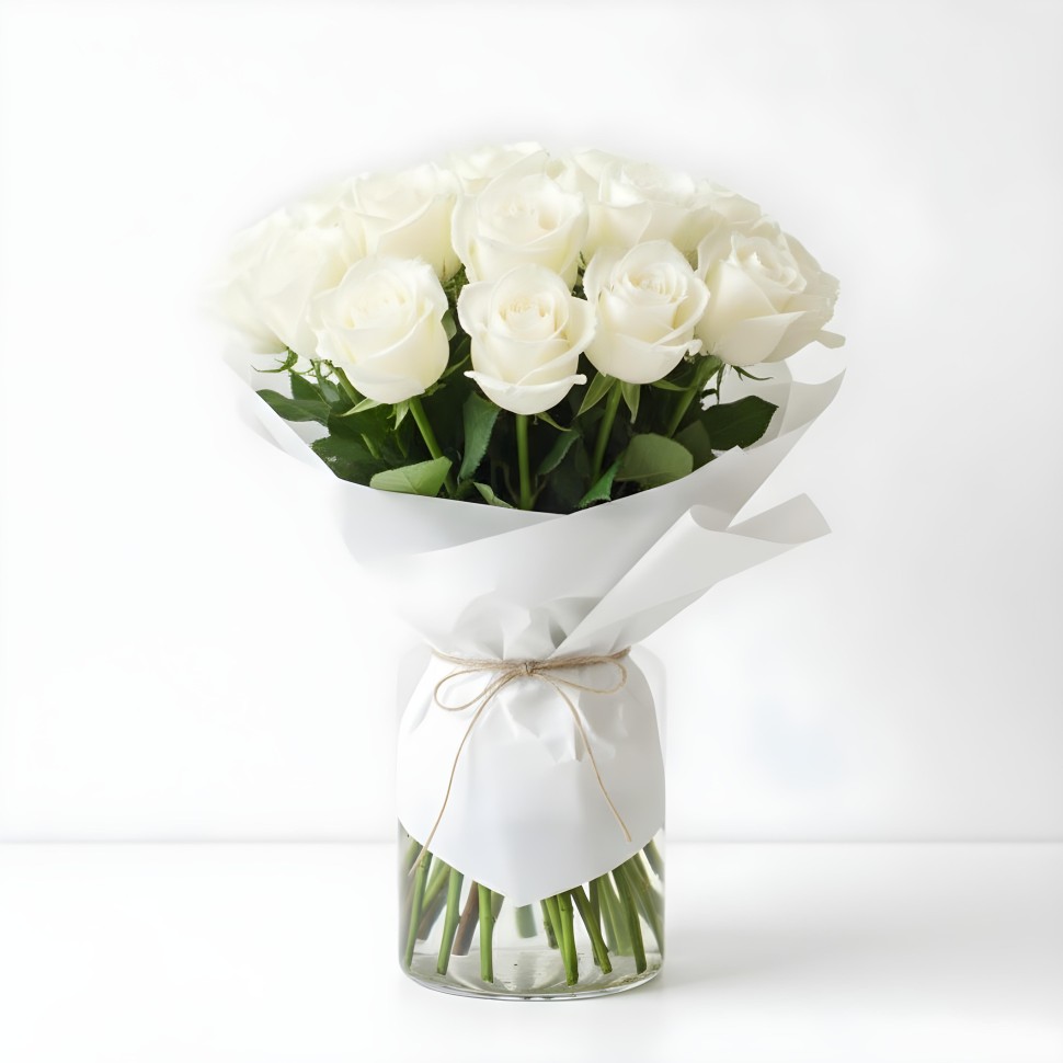 24 White Roses White Roses Bouquet (12–48 Stems)