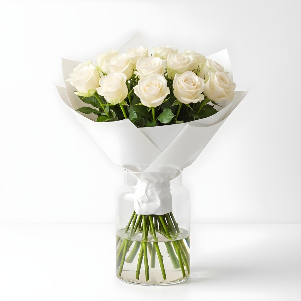 36 White Roses White Roses Bouquet (12–48 Stems)