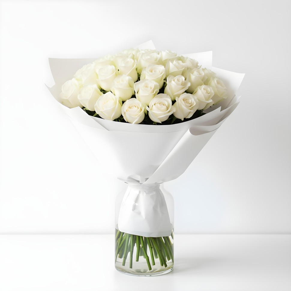 48 White Roses White Roses Bouquet (12–48 Stems)