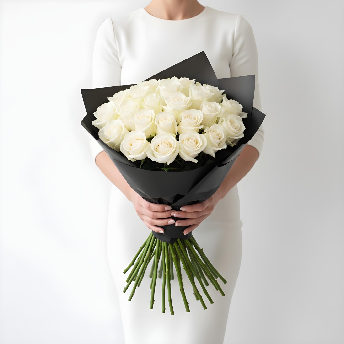 White Roses Bouquet (12–48 Stems)