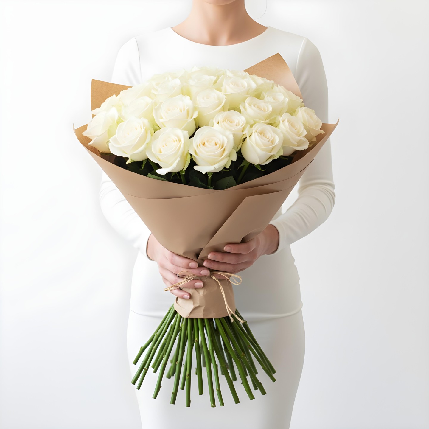 White Roses Bouquet (12–48 Stems)