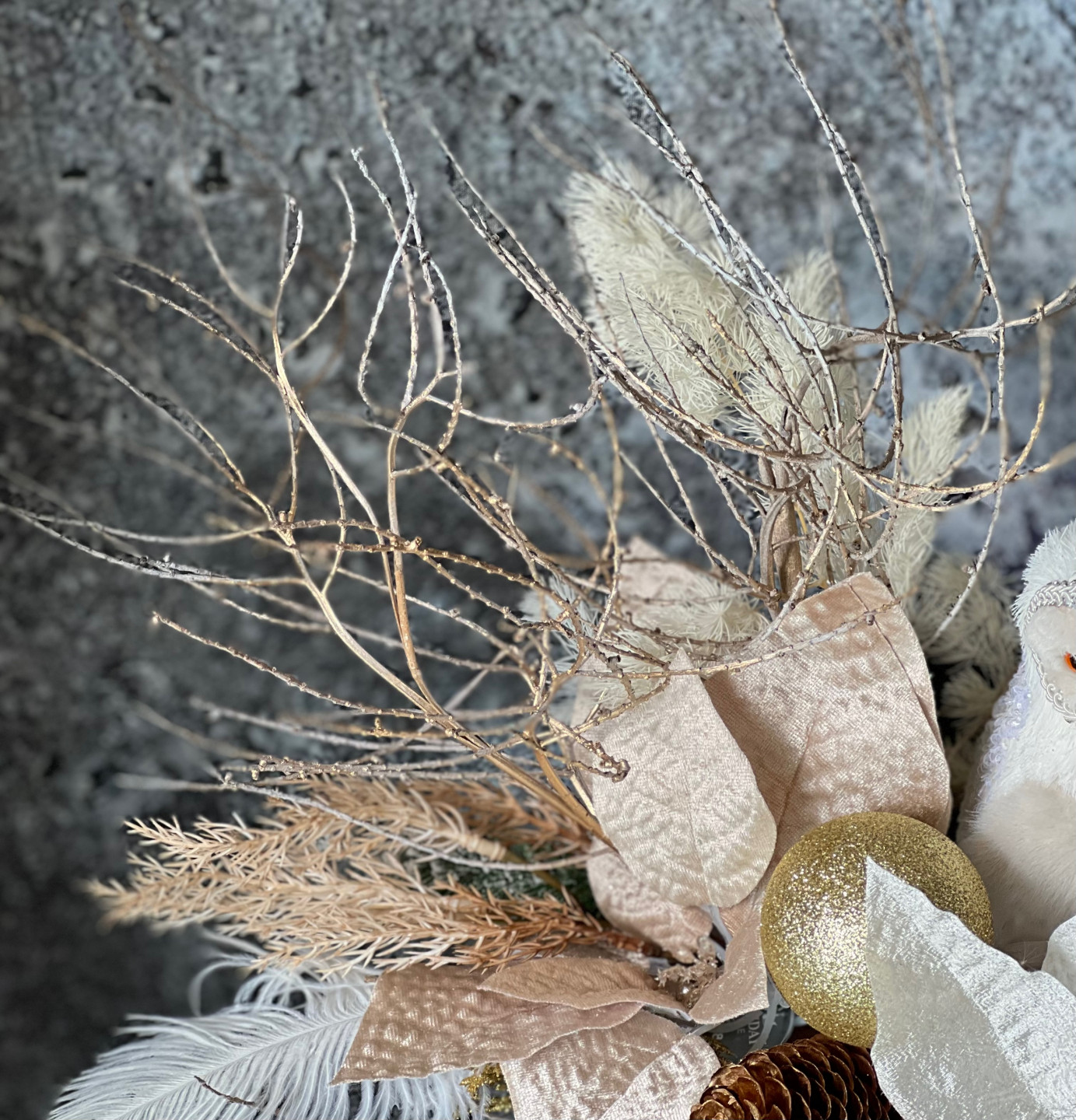 Christmas wooden box with Owl and Candles