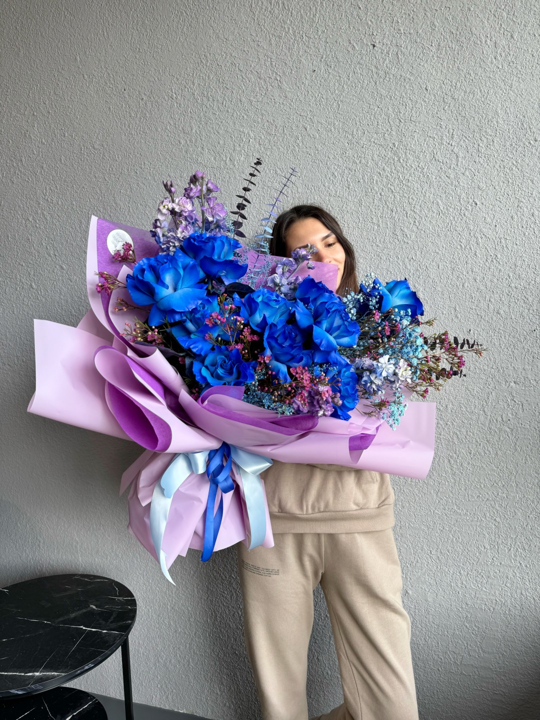 Blue Serena Hand Tied Flower Bouquet
