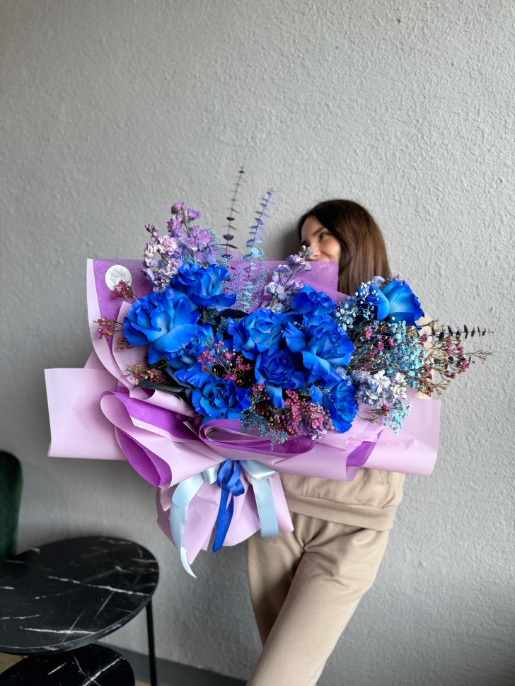 Blue Serena Hand Tied Flower Bouquet