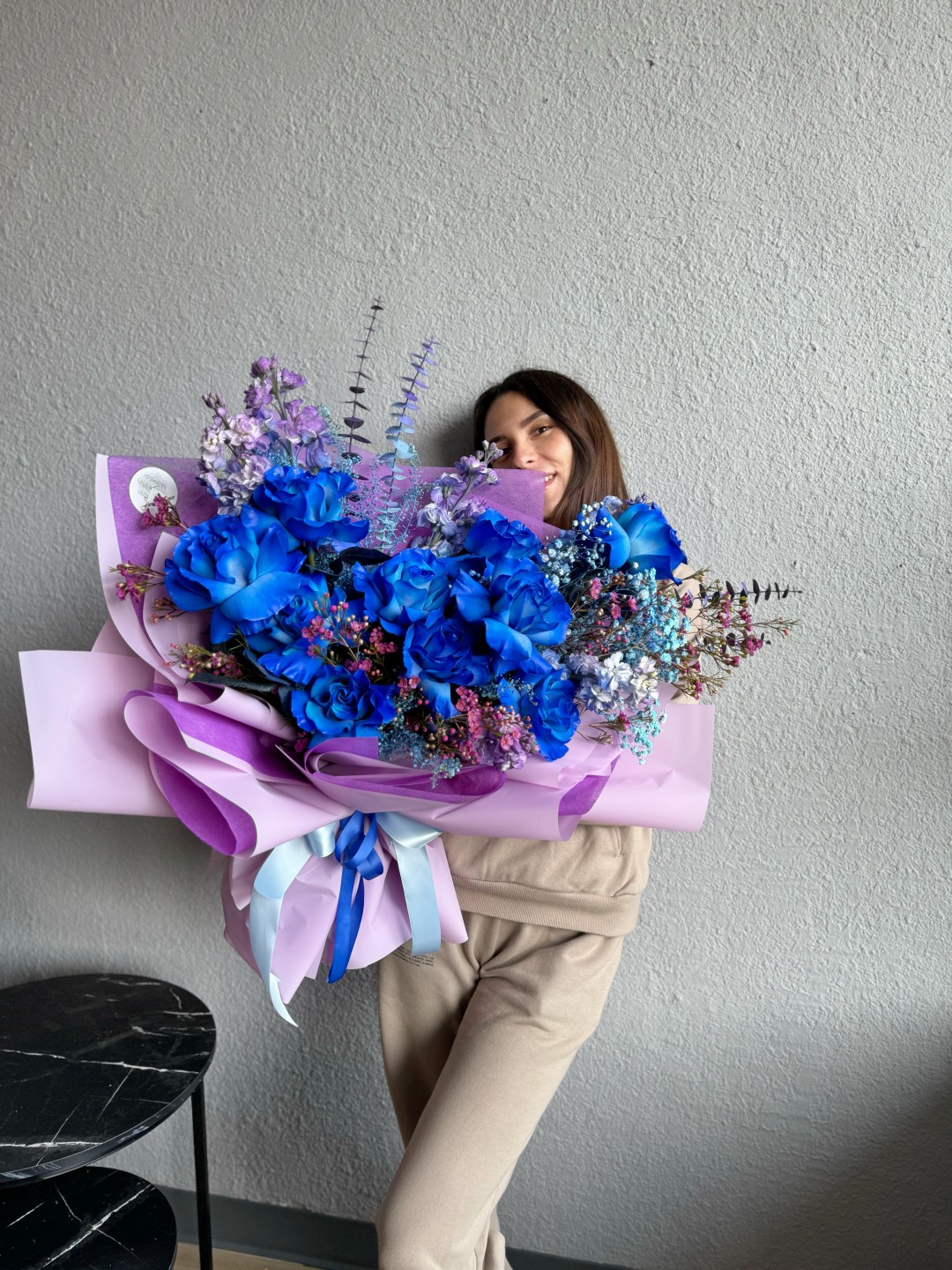 Blue Serena Hand Tied Flower Bouquet