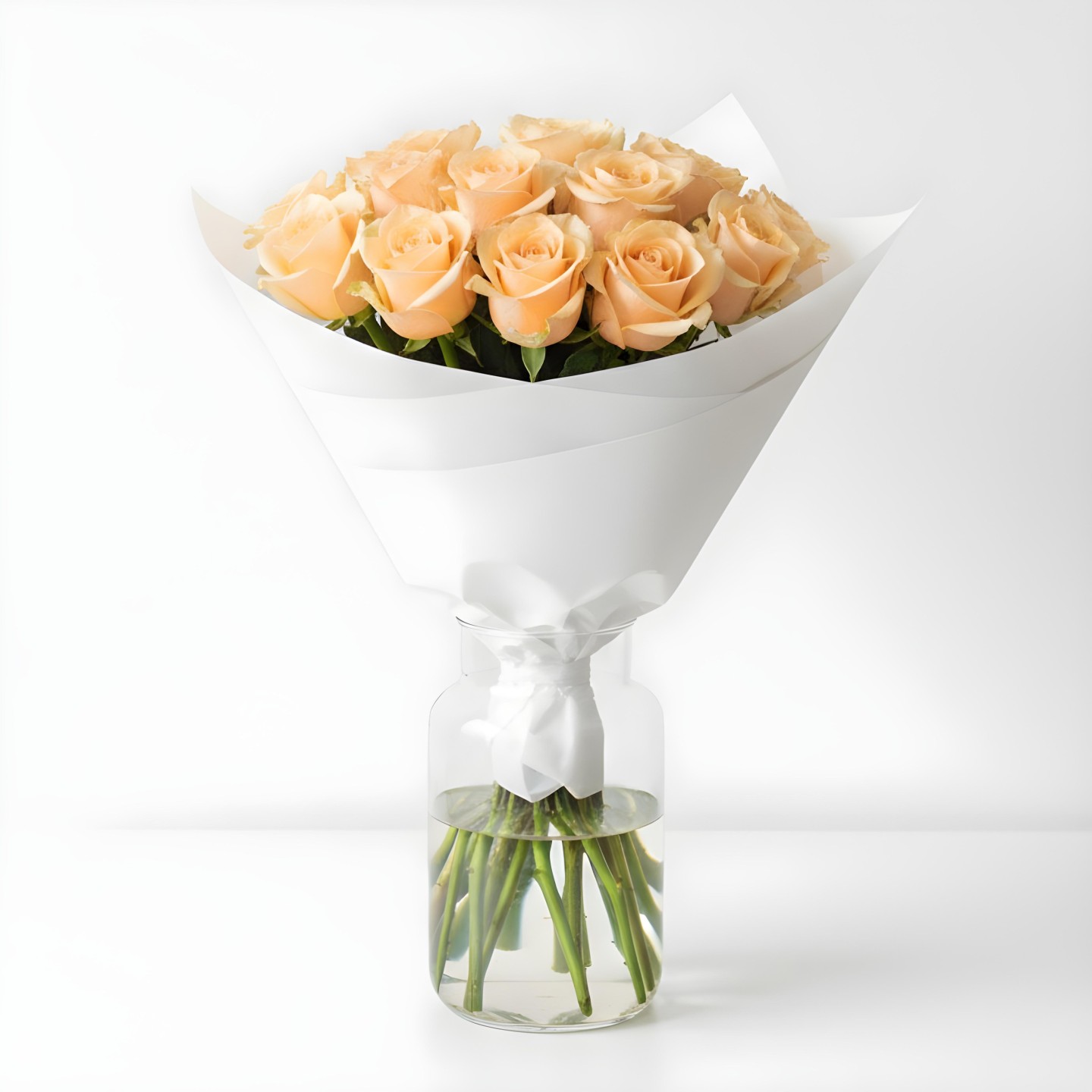 Peach Roses Bouquet (12–48 Stems)