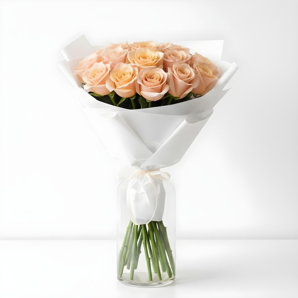 Peach Roses Bouquet (12–48 Stems)