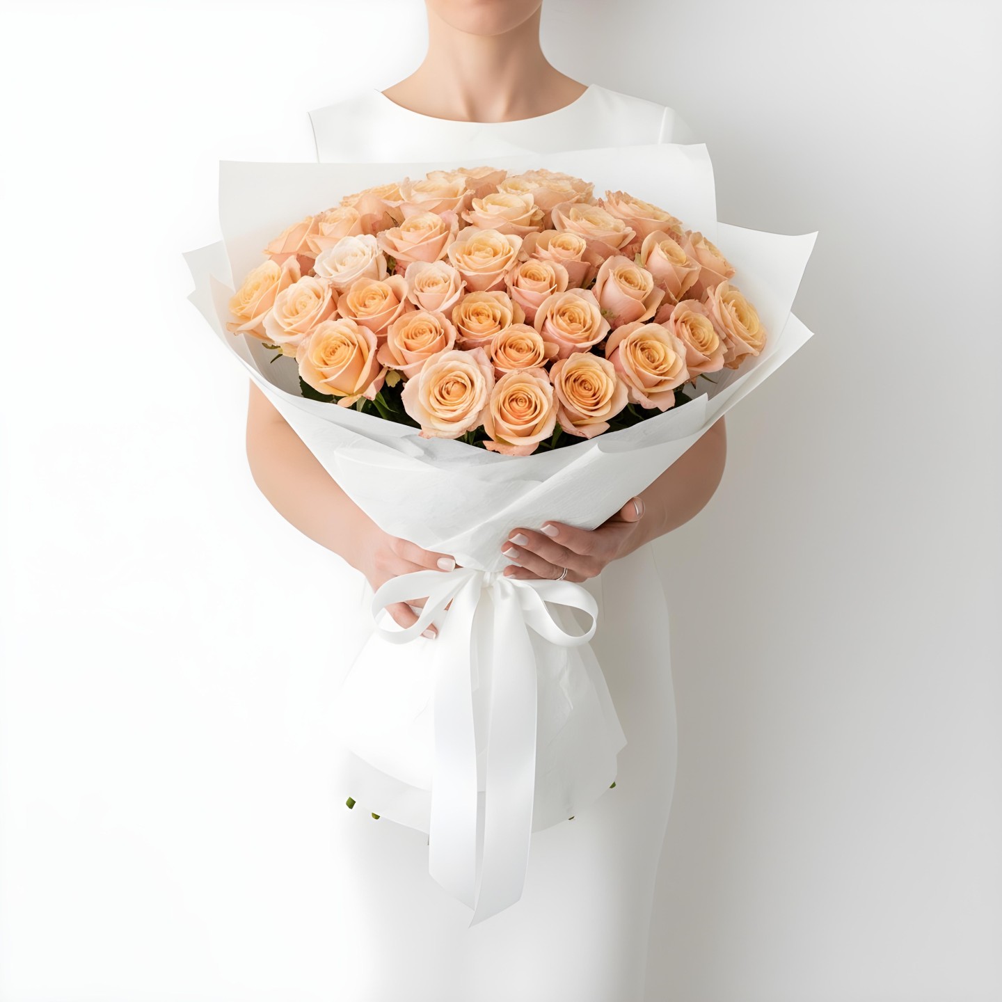 Peach Roses Bouquet (12–48 Stems)
