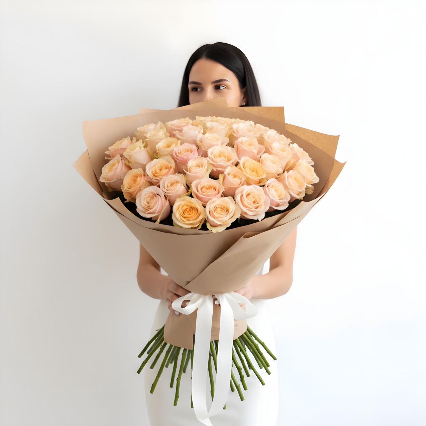 Peach Roses Bouquet (12–48 Stems)