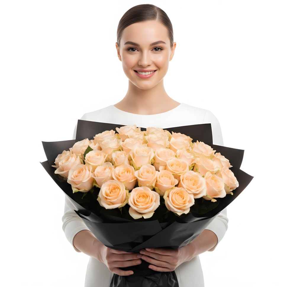 Peach Roses Bouquet (12–48 Stems)