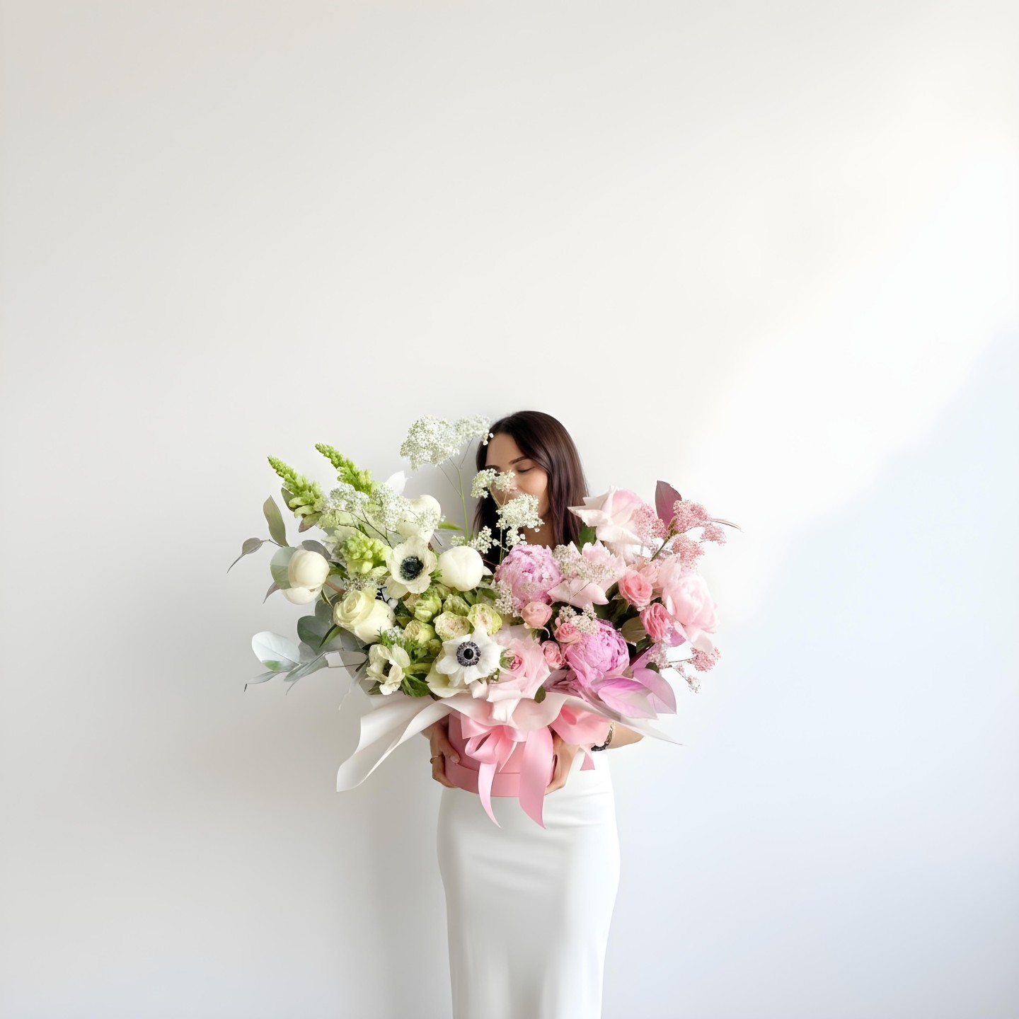 Jaqueline Flower Box (Roses, Spray Roses, Garden Roses, Hydrangeas, Peony, Snapdragon, Gypsophila) Jaqueline Flower Box (Roses, Spray Roses, Garden Roses, Hydrangeas, Peony, Snapdragon, Gypsophila)