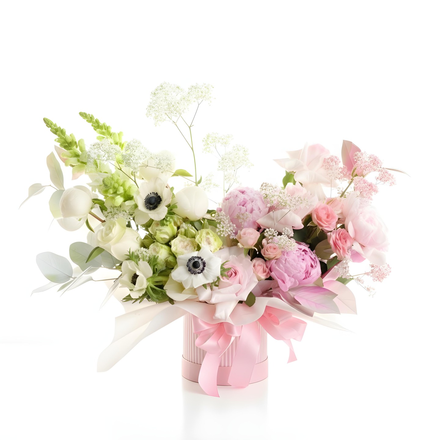 Jaqueline Flower Box (Roses, Spray Roses, Garden Roses, Hydrangeas, Peony, Snapdragon, Gypsophila) Jaqueline Flower Box (Roses, Spray Roses, Garden Roses, Hydrangeas, Peony, Snapdragon, Gypsophila)