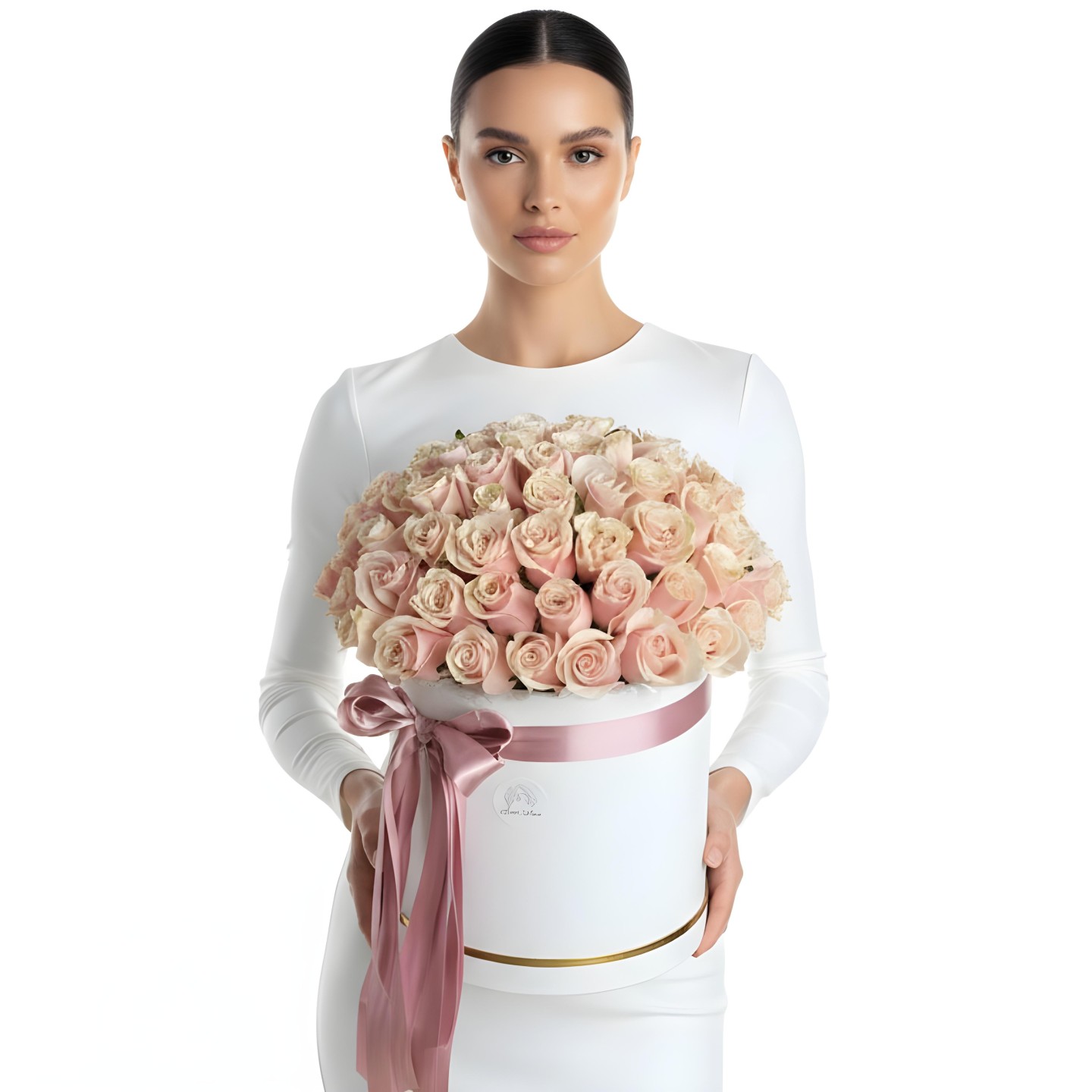 Jumbo Fresh Light Pink Roses Box