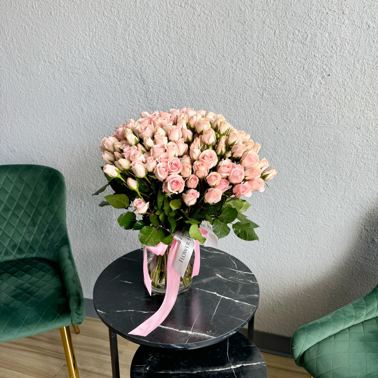 Light Pink Spray Rose Flower Bouquet (50 stems)