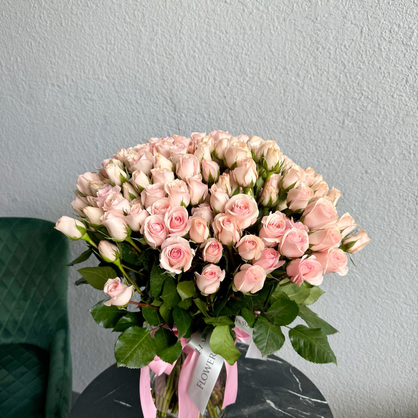 Light Pink Spray Rose Flower Bouquet (50 stems)