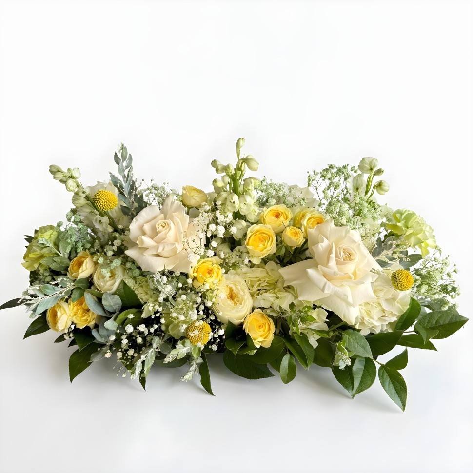 White Lemon Low Table Flower Arrangement Set