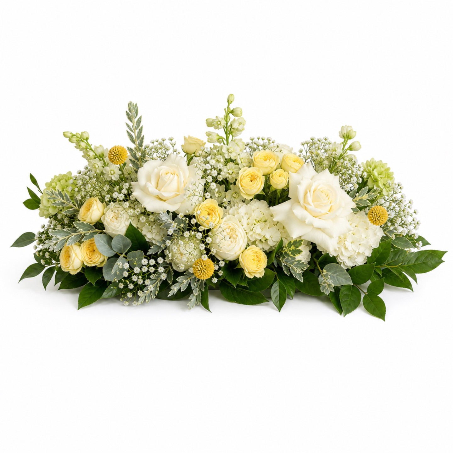 White Lemon Low Table Flower Arrangement Set