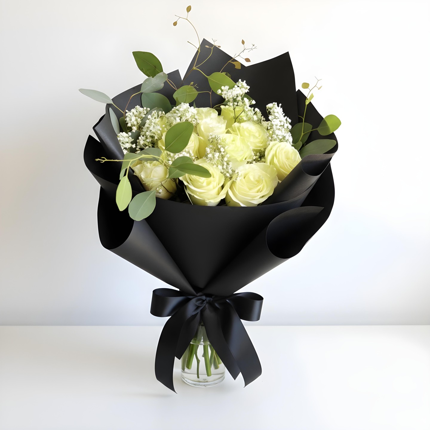 White Remy Love Hand Tied Rose Bouquet