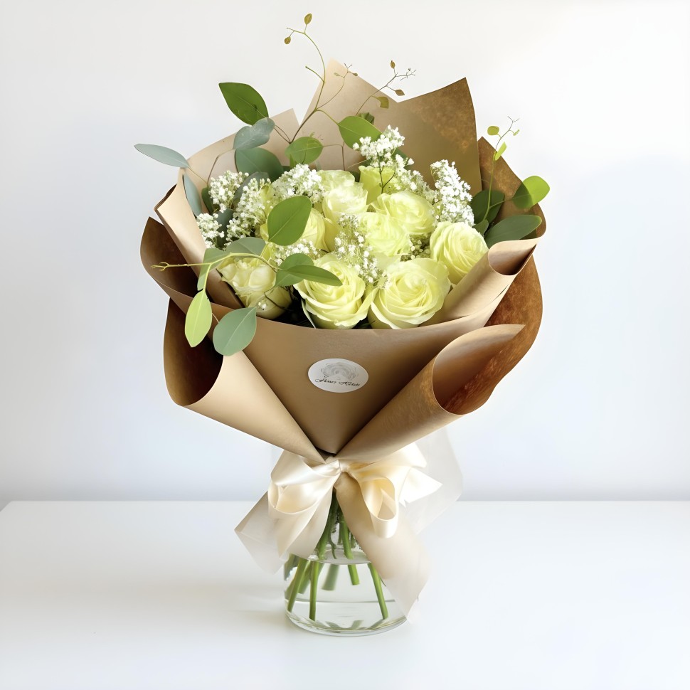 White Remy Love Hand Tied Rose Bouquet White Remy Love Hand Tied Rose Bouquet
