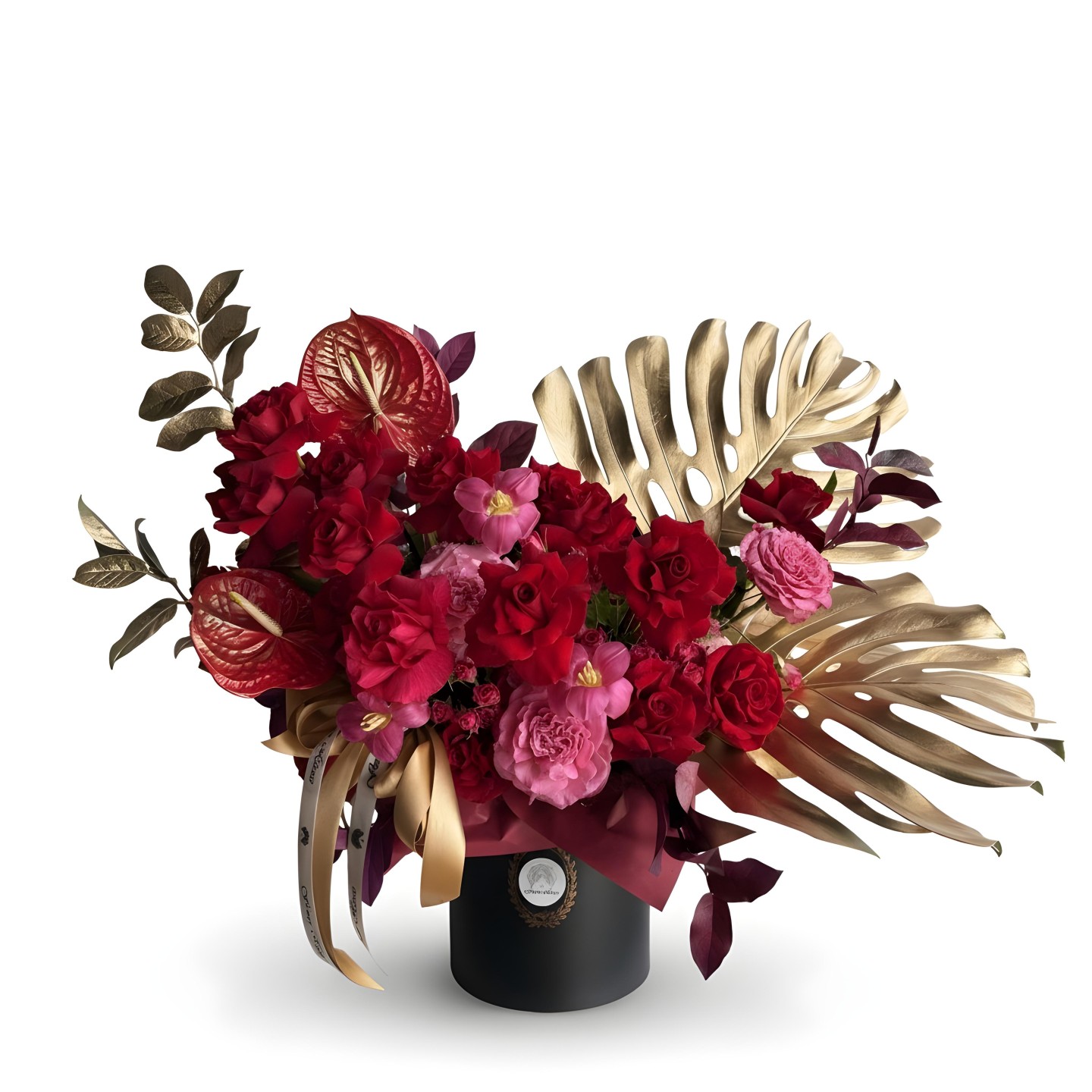 Red Chloe Elegance Fresh Flower Box (Roses, Garden Roses, Tulips, Anthurium) Red Chloe Elegance Fresh Flower Box (Roses, Garden Roses, Tulips, Anthurium)