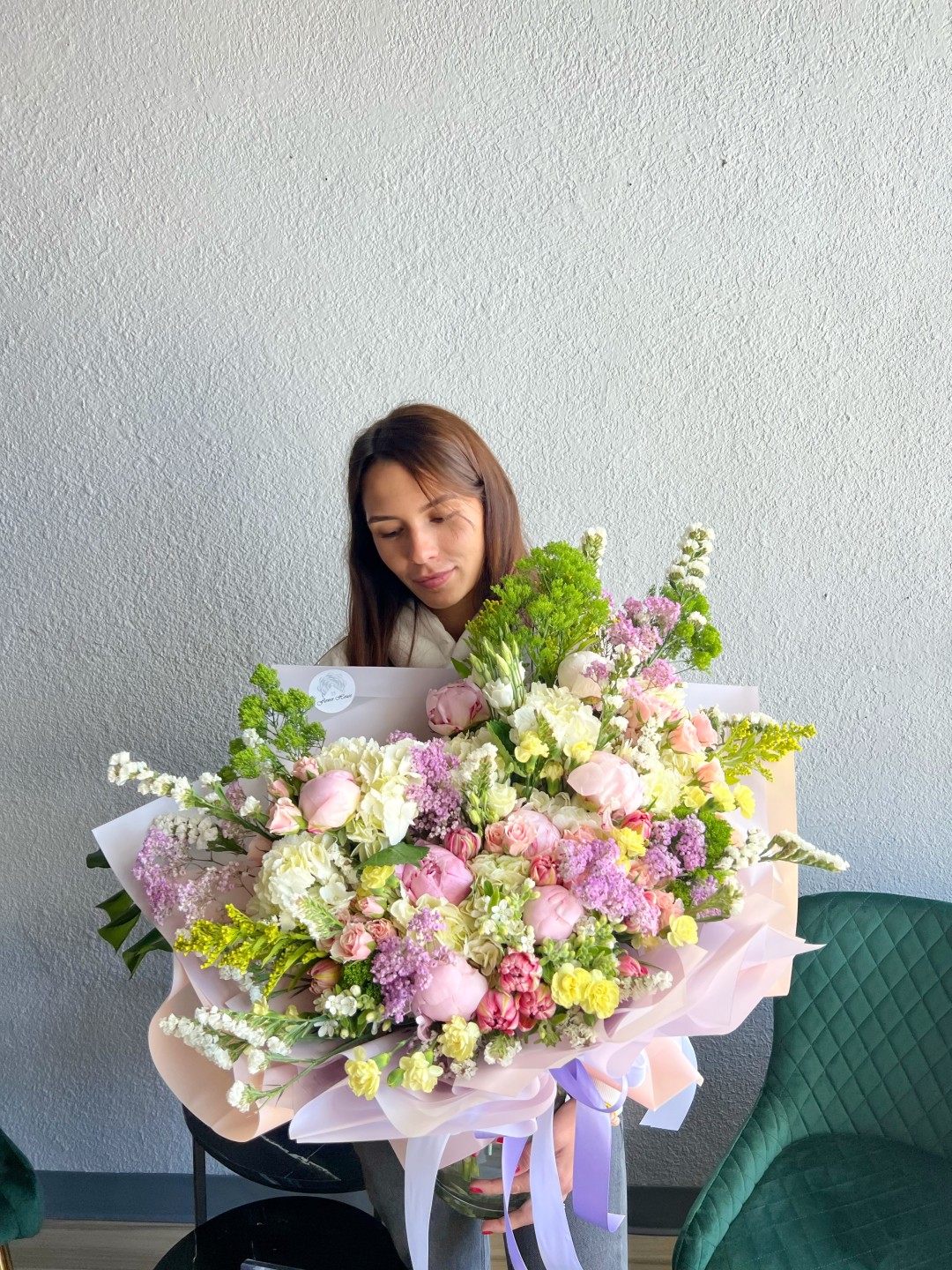 Purple Anabelle Hand Tied Flower Bouquet