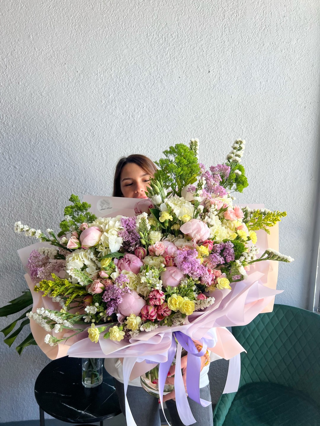 Purple Anabelle Hand Tied Flower Bouquet